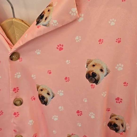 Cuddle Clones Wheaten Terrier Dog Pink Satin Pajamas Long Sleeve Top Pants Set